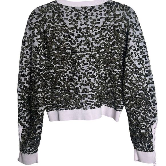 Jonathan Simkhai Animal Print Jacquard Cropped Sweater Lace L NWT - Picture 9 of 16